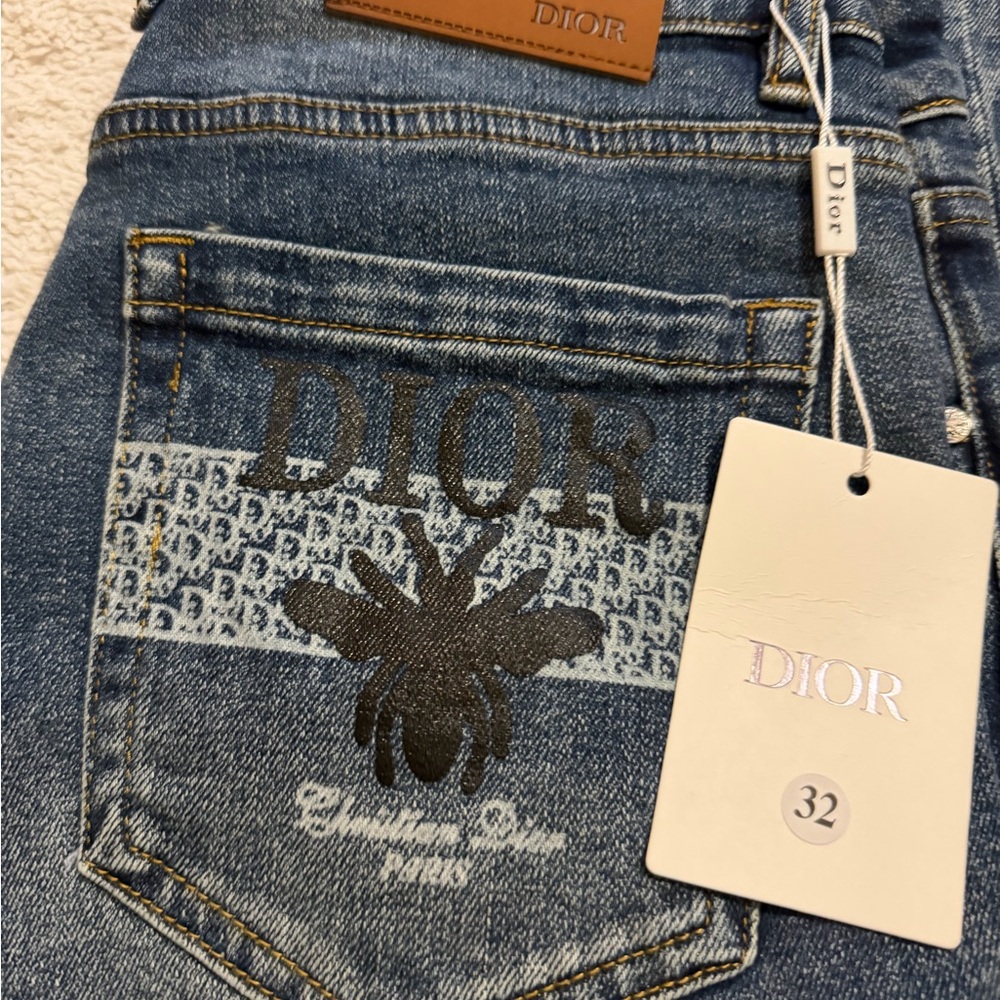 Dior Denim Women's Jeans with Black Accent